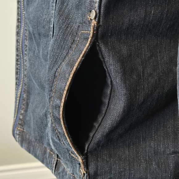 FDJ Denim Faux Fur Collar Streetwear Flip Cuff Western Cowgirl Size XL - Picture 8 of 10